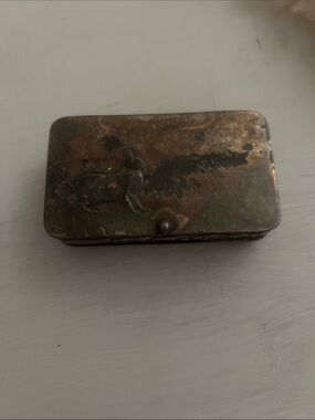 Antique Brass Rectangular Trinket Box with Rabbit Motif